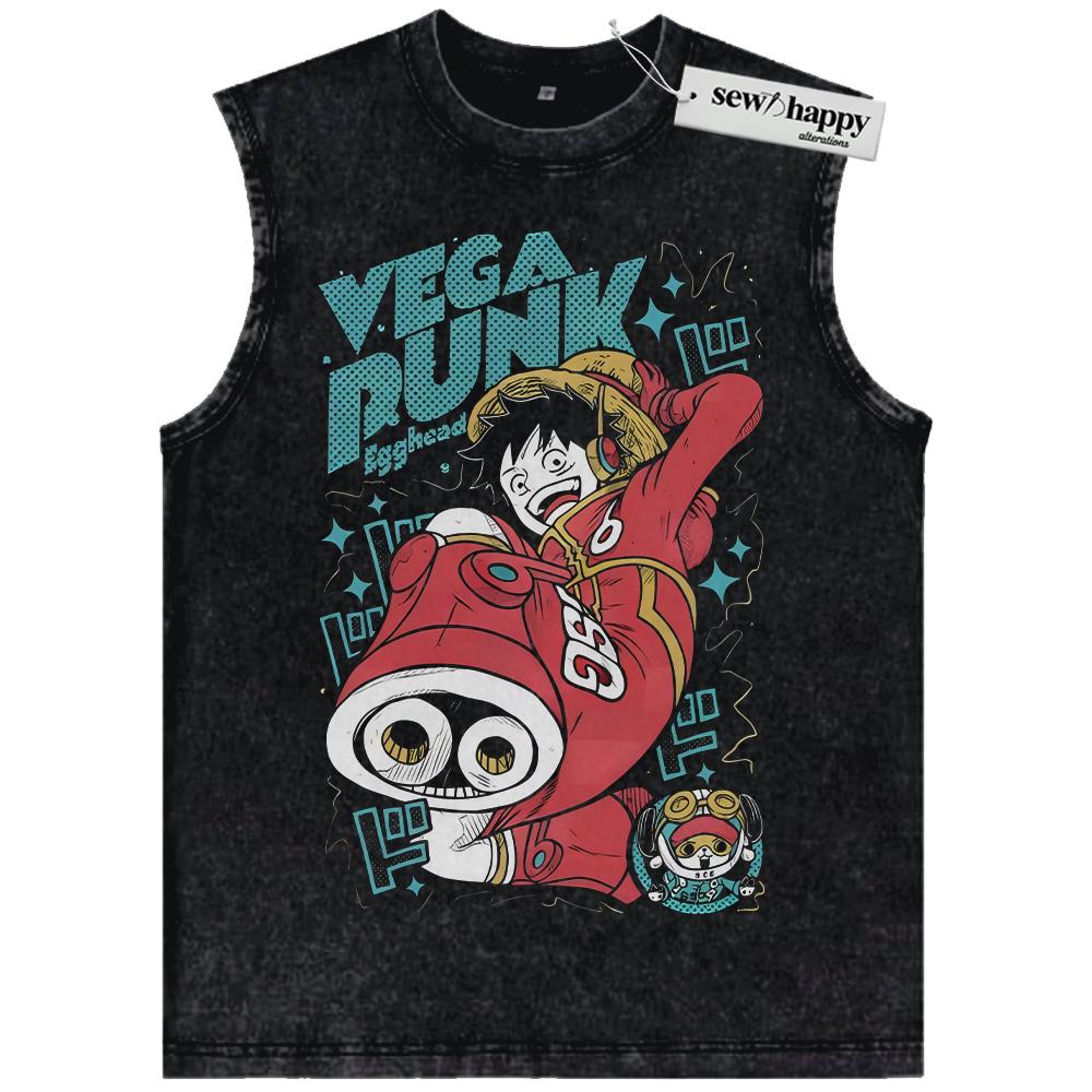 Wash Tank Top Monkey D Luffy Tank Top, One Piece Tank Top, Anime Tank Top, Vintage Tank Top