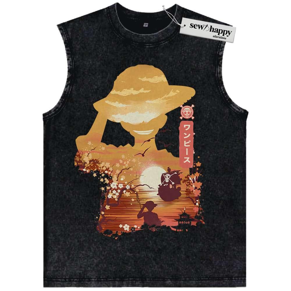 Wash Tank Top Monkey D Luffy Tank Top, One Piece Tank Top, Anime Tank Top, Vintage Tank Top