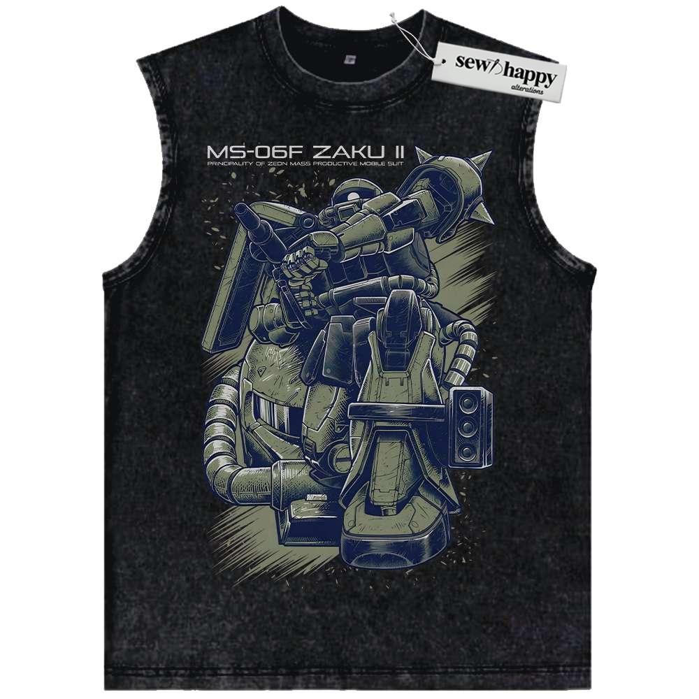 Wash Tank Top MS-06 Zaku II Tank Top, The Gundam Tank Top, Anime Tank Top, Vintage Tank Top
