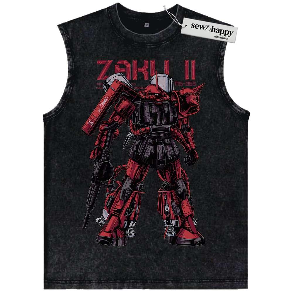 Wash Tank Top MS-06S Zaku II Tank Top, The Gundam Tank Top, Anime Tank Top, Vintage Tank Top