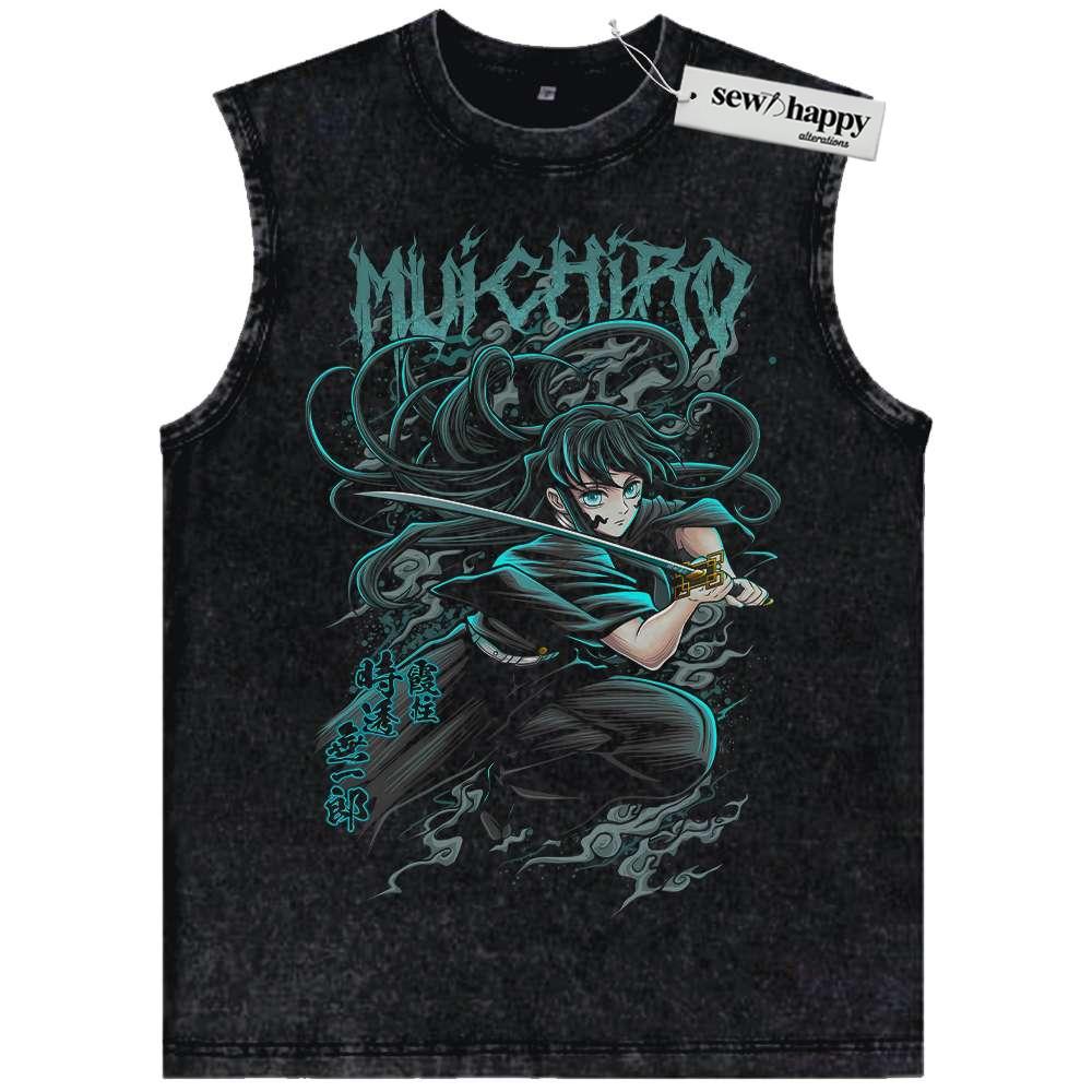 Wash Tank Top Muichiro Tokito Tank Top, Demon Slayer Tank Top, Anime Tank Top, Vintage Tank Top