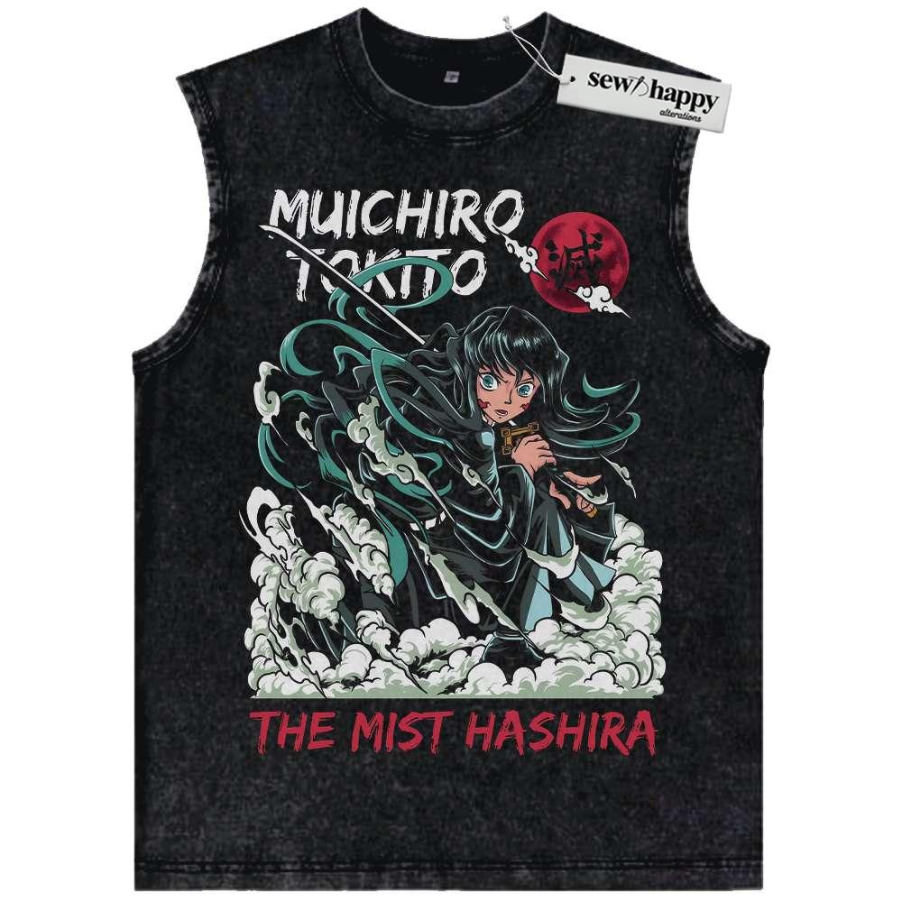Wash Tank Top Muichiro Tokito Tank Top, Demon Slayer Tank Top, Anime Tank Top, Vintage Tank Top