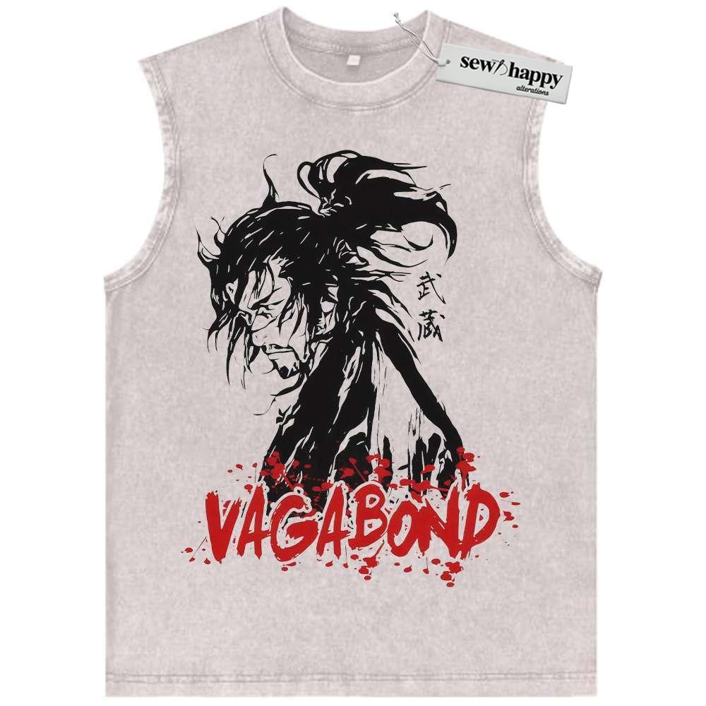 Wash Tank Top Musashi Miyamoto Tank Top, Vagabond Tank Top, Anime Tank Top, Vintage Tank Top