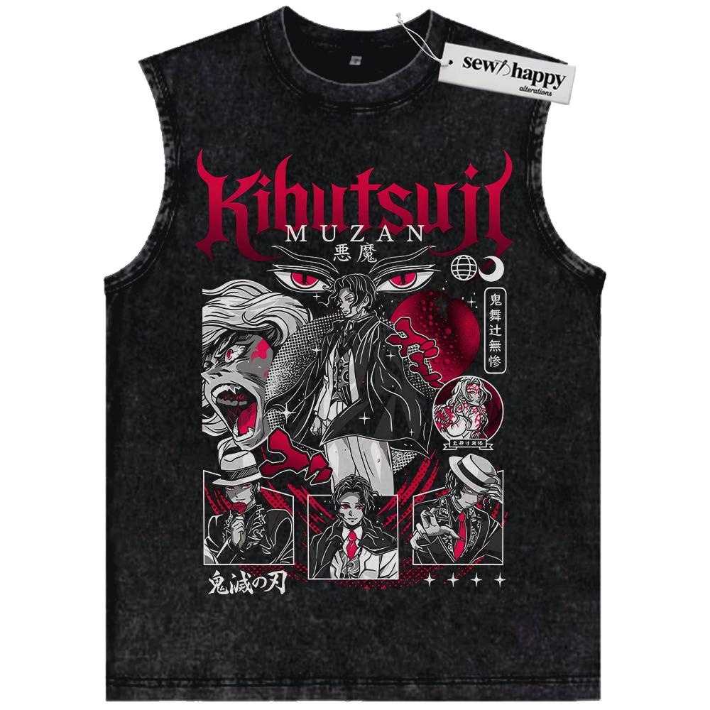 Wash Tank Top Muzan Kibutsuji Tank Top, Demon Slayer Tank Top, Anime Tank Top, Vintage Tank Top