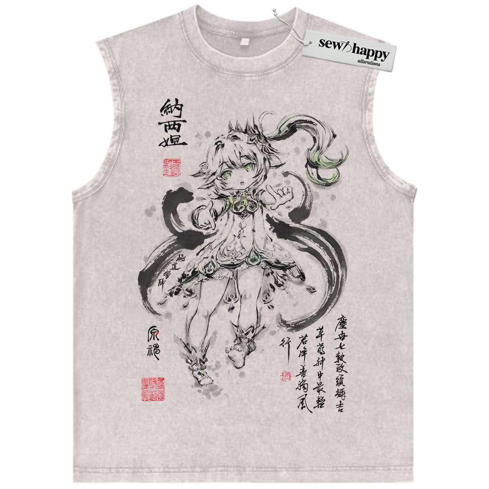 Wash Tank Top Nahida Tank Top, Genshin Impact Tank Top, Game Tank Top, Vintage Tank Top