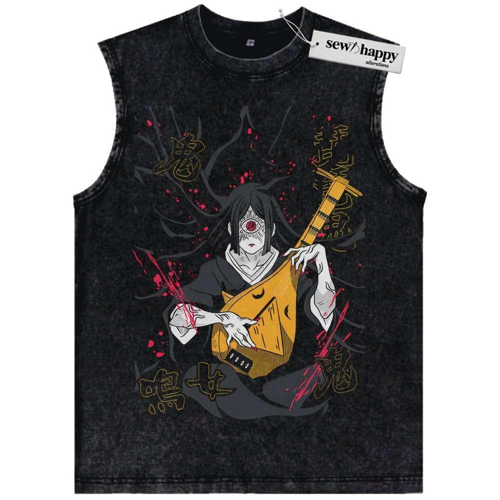 Wash Tank Top Nakime Tank Top, Demon Slayer Tank Top, Anime Tank Top, Vintage Tank Top