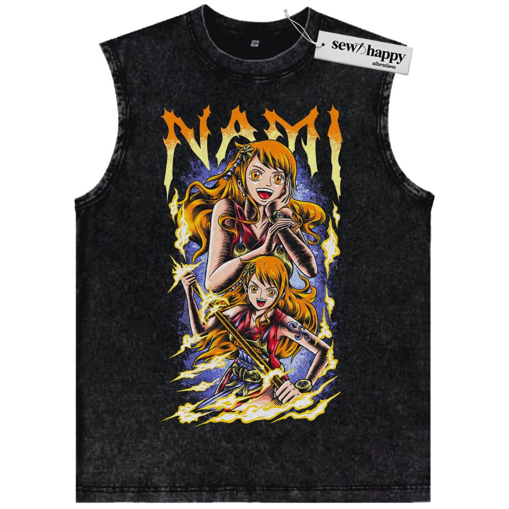 Wash Tank Top Nami Tank Top, One Piece Tank Top, Anime Tank Top, Vintage Tank Top