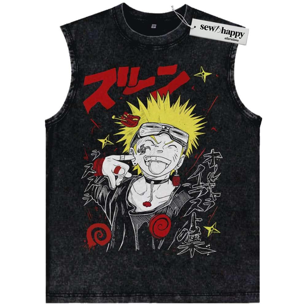 Wash Tank Top Naruto Uzumaki, Anime Tank Top, Vintage Tank Top