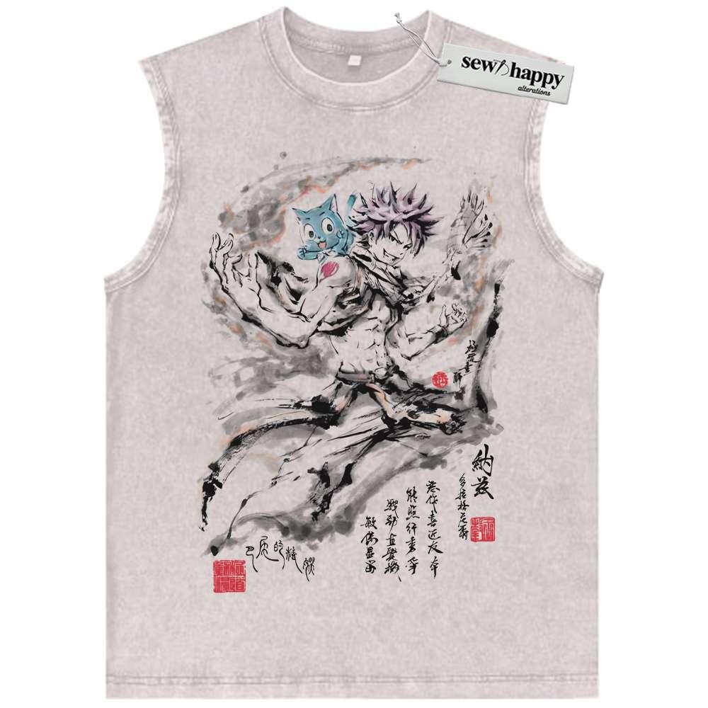 Wash Tank Top Natsu Dragneel Tank Top, Fairy Tail Tank Top, Anime Tank Top, Vintage Tank Top