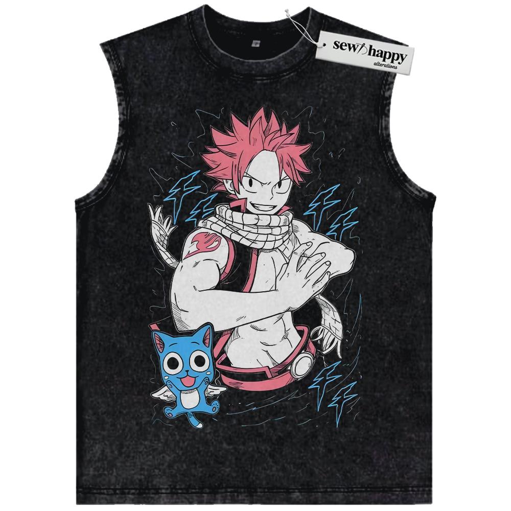 Wash Tank Top Natsu Dragneel Tank Top, Happy Tank Top, Fairy Tail Tank Top, Anime Tank Top, Vintage Tank Top