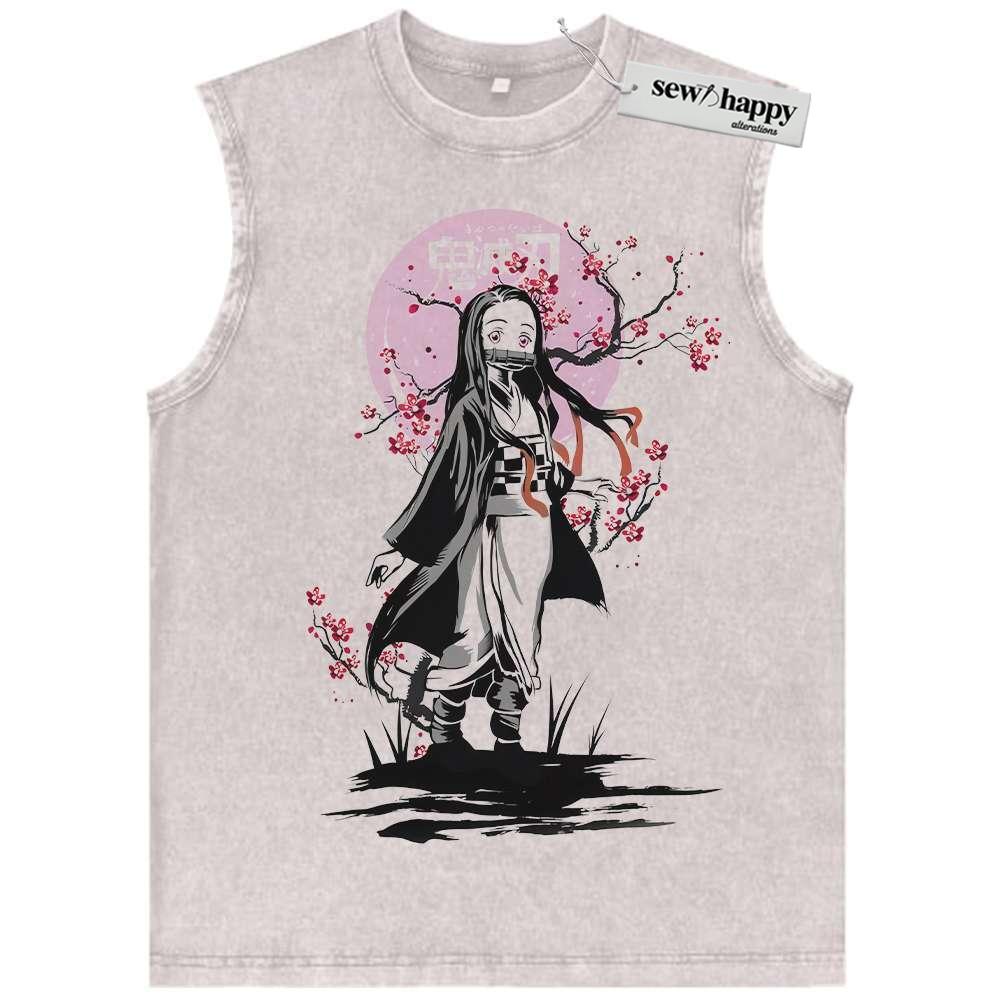 Wash Tank Top Nezuko Kamado Tank Top, Demon Slayer Tank Top, Anime Tank Top, Vintage Tank Top