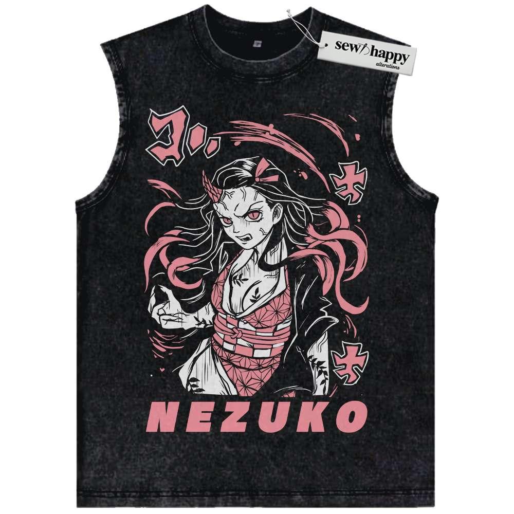 Wash Tank Top Nezuko Kamado Tank Top, Demon Slayer Tank Top, Anime Tank Top, Vintage Tank Top