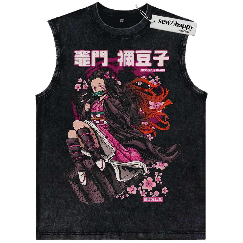 Wash Tank Top Nezuko Kamado Tank Top, Demon Slayer Tank Top, Anime Tank Top, Vintage Tank Top