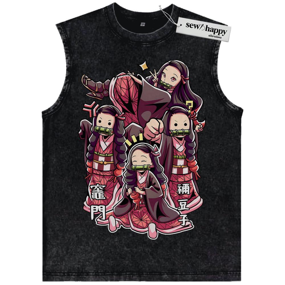 Wash Tank Top Nezuko Kamado Tank Top, Demon Slayer Tank Top, Anime Tank Top, Vintage Tank Top