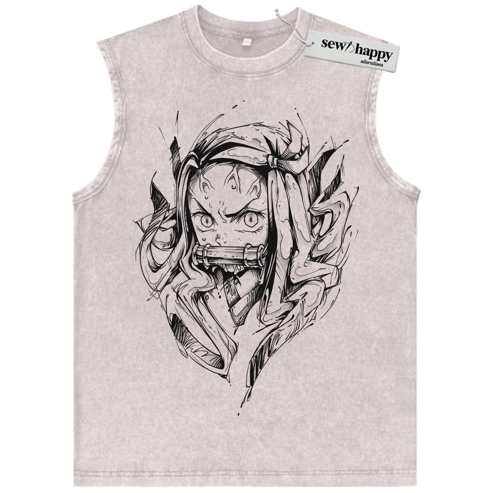 Wash Tank Top Nezuko Kamado Tank Top, Demon Slayer Tank Top, Anime Tank Top, Vintage Tank Top