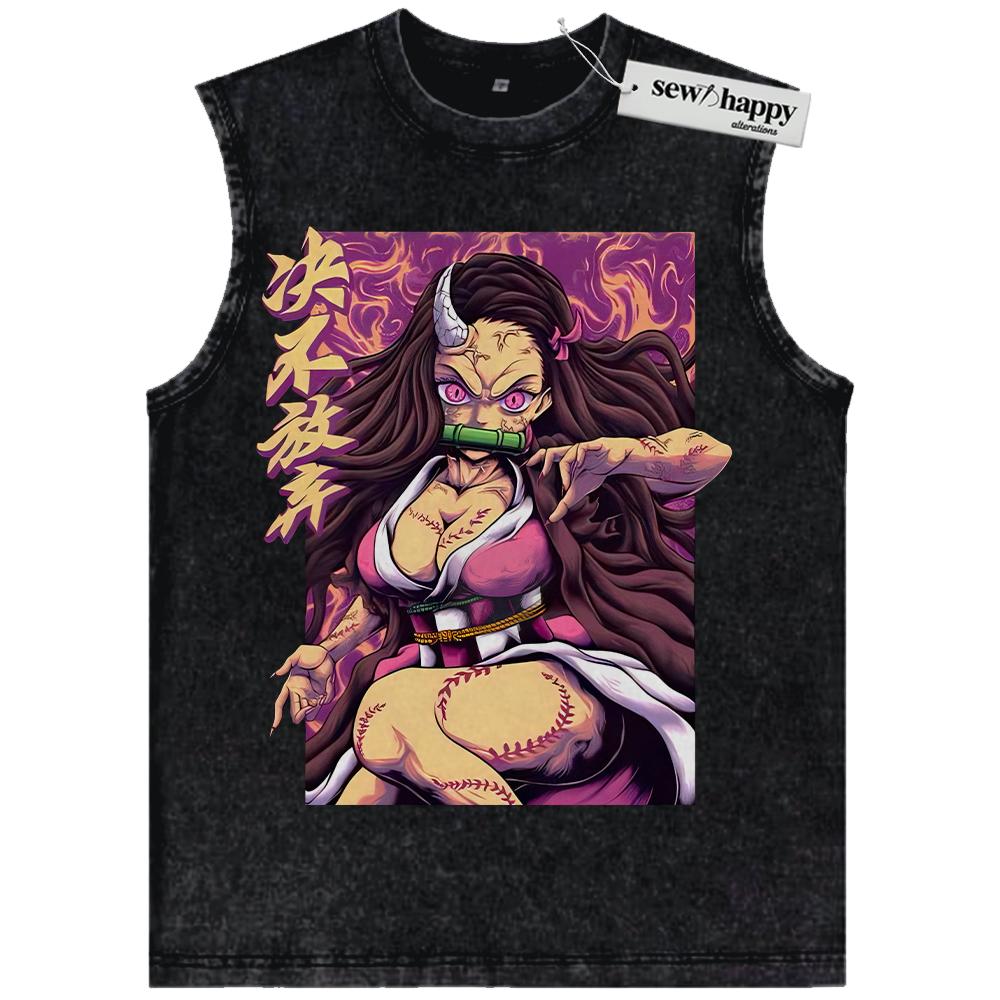 Wash Tank Top Nezuko Kamado Tank Top, Demon Slayer Tank Top, Anime Tank Top, Vintage Tank Top