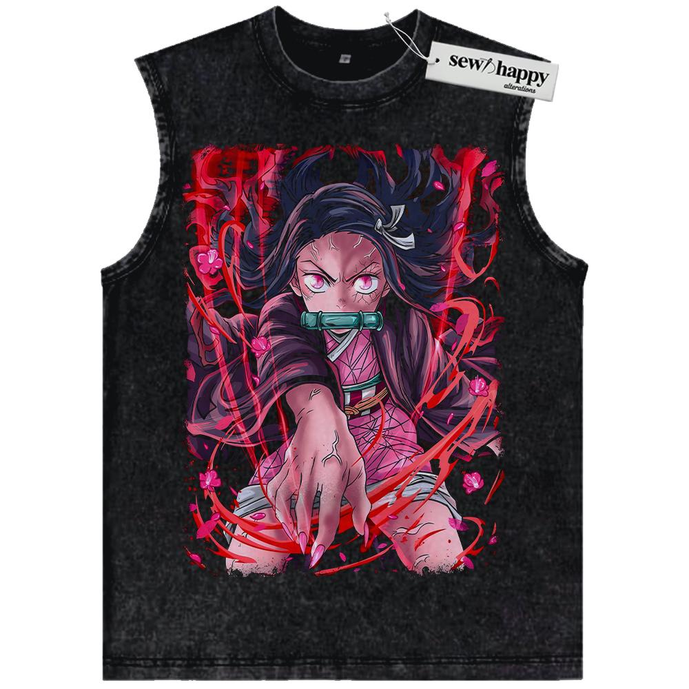 Wash Tank Top Nezuko Kamado Tank Top, Demon Slayer Tank Top, Anime Tank Top, Vintage Tank Top