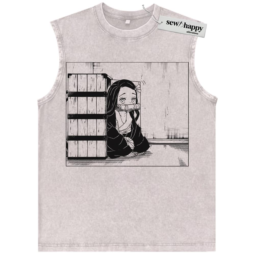 Wash Tank Top Nezuko Kamado Tank Top, Demon Slayer Tank Top, Anime Tank Top, Vintage Tank Top