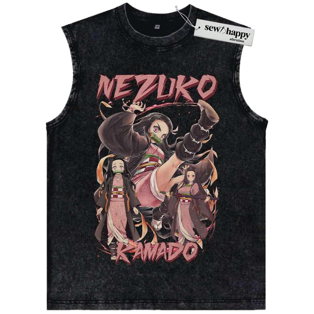 Wash Tank Top Nezuko Kamado Tank Top, Demon Slayer Tank Top, Anime Tank Top, Vintage Tank Top