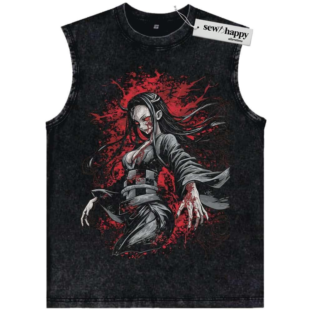Wash Tank Top Nezuko Kamado Tank Top, Demon Slayer Tank Top, Anime Tank Top, Vintage Tank Top
