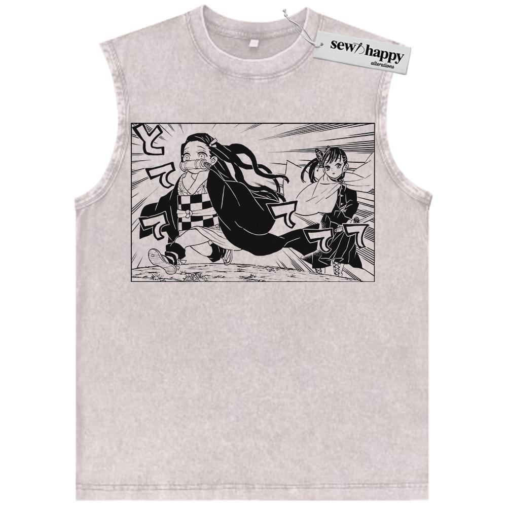 Wash Tank Top Nezuko vs Kanao Tank Top, Demon Slayer Tank Top, Anime Tank Top, Vintage Tank Top