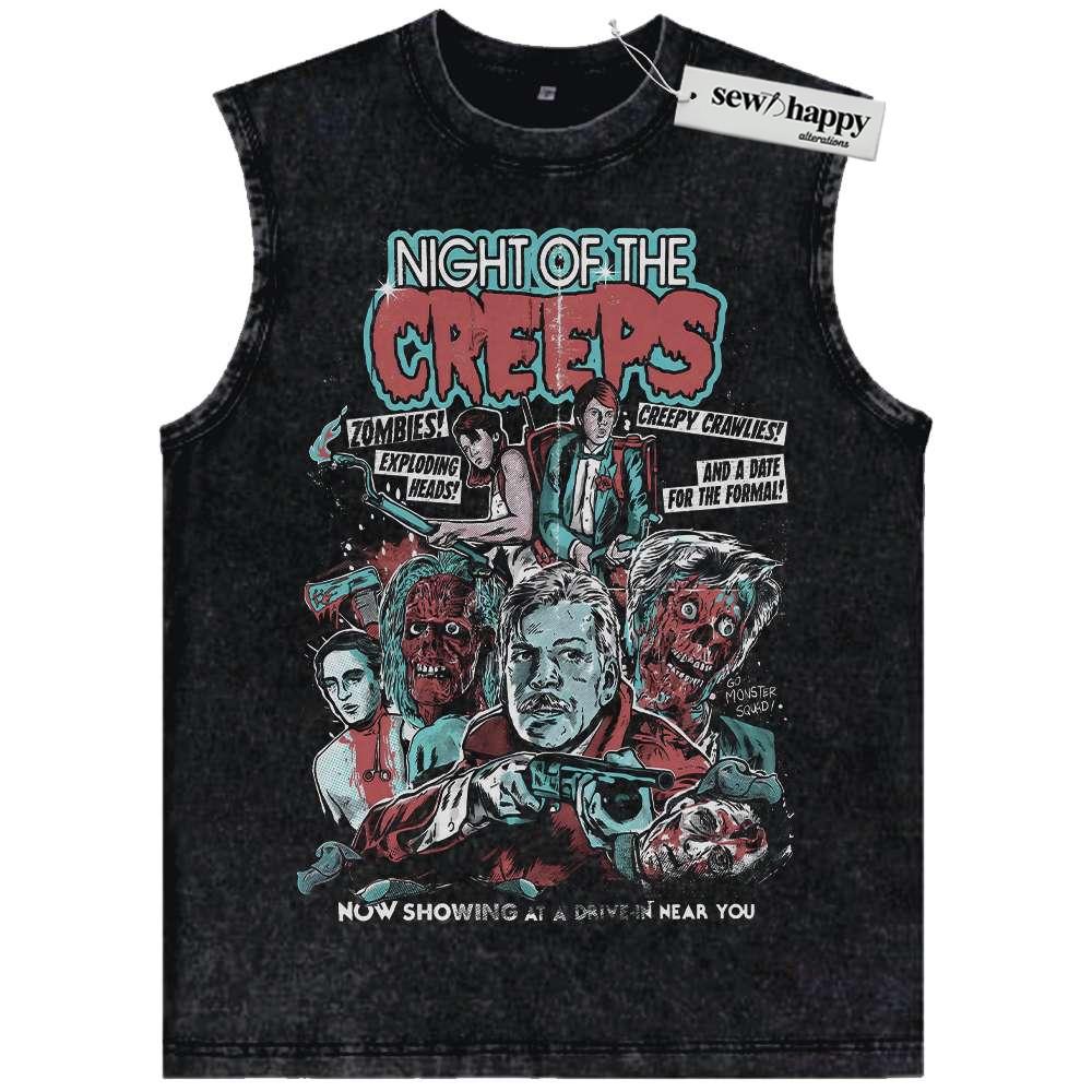 Wash Tank Top Night of the Creeps Tank Top, Halloween Tank Top, Horror Movie Tank Top, Vintage Tank Top