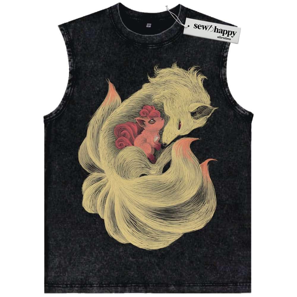 Wash Tank Top Ninetales Tank Top, Vulpix Tank Top, Pokemon Tank Top, Anime Tank Top, Vintage Tank Top