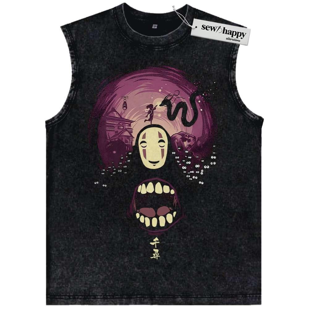 Wash Tank Top No Face – Spirited Away Tank Top, Studio Ghibli Tank Top, Anime Tank Top, Vintage Tank Top