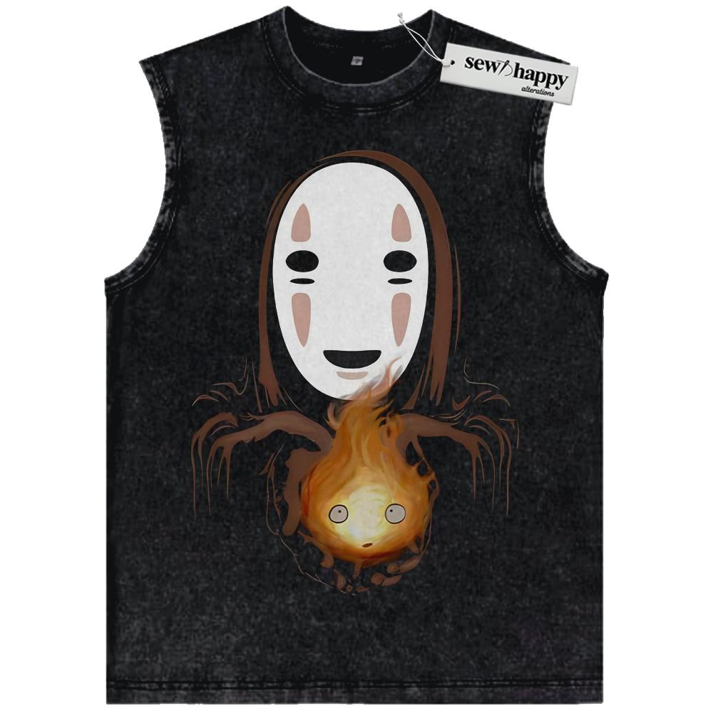 Wash Tank Top No Face Tank Top, Calcifer Tank Top, Spirited Away Tank Top, Studio Ghibli Tank Top, Anime Tank Top, Vintage Tank Top