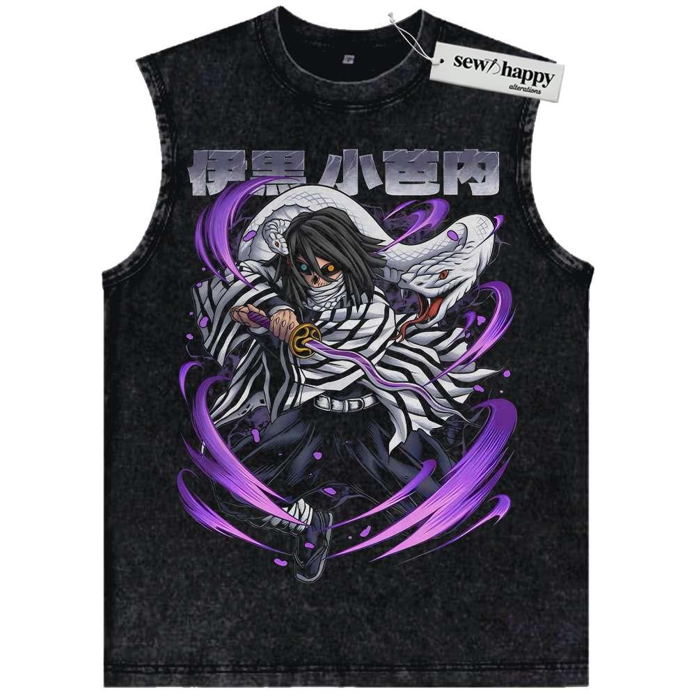 Wash Tank Top Obanai Iguro Tank Top, Demon Slayer Tank Top, Anime Tank Top, Vintage Tank Top