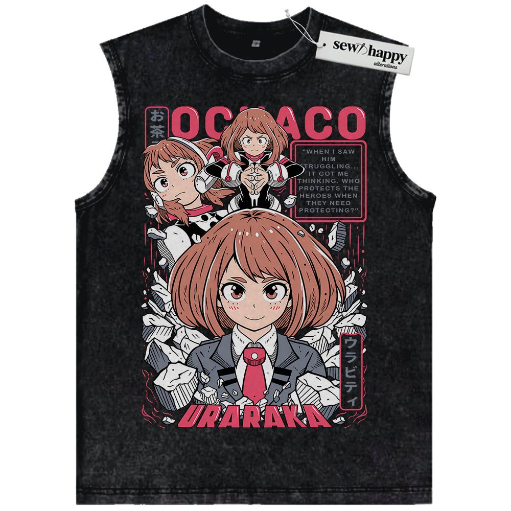 Wash Tank Top Ochaco Uraraka Tank Top, MHA Tank Top, Anime Tank Top, Vintage Tank Top