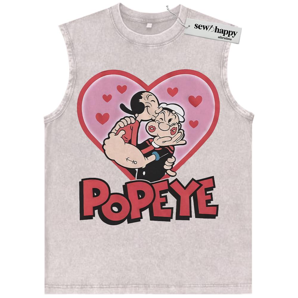 Wash Tank Top Olive Oyl vs Popeye Tank Top, Valentine’s Day Tank Top, Animated Tank Top, Vintage Tank Top