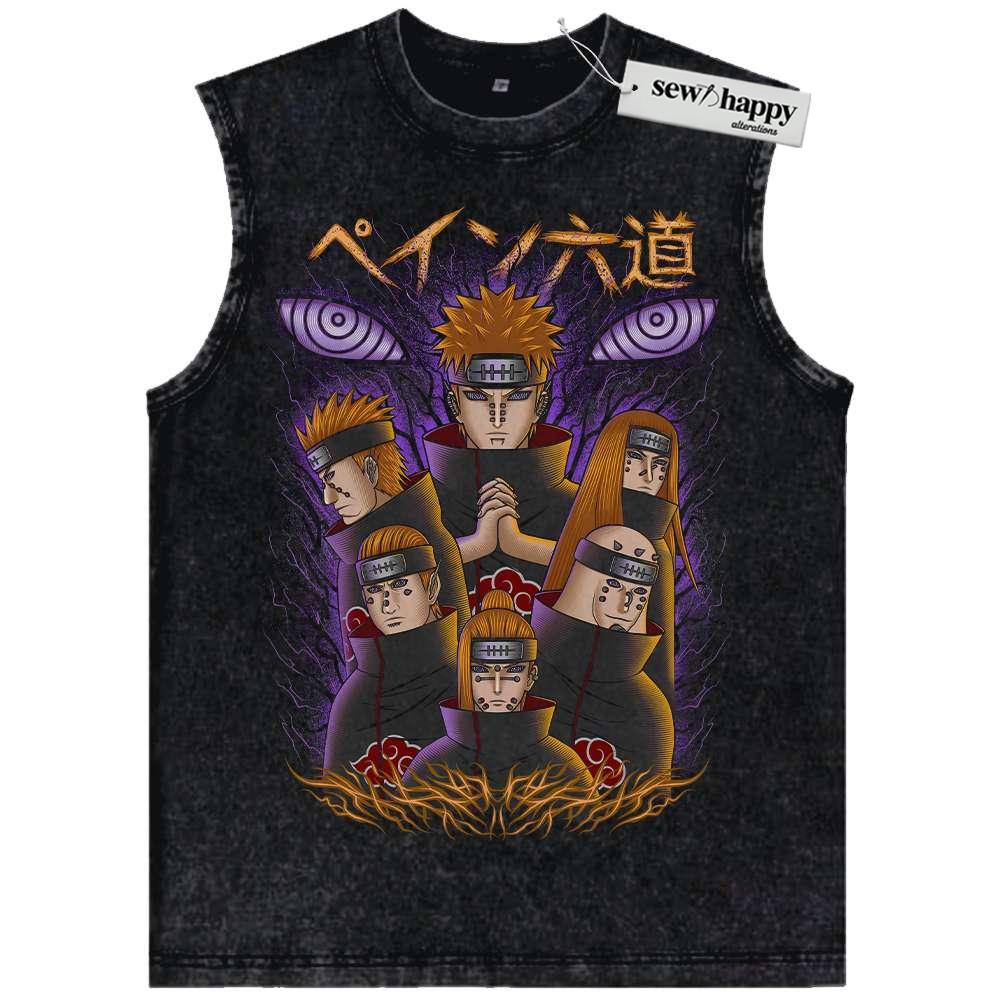 Wash Tank Top Pain – Nagato Uzumaki Tank Top, Naruto Tank Top, Anime Tank Top, Vintage Tank Top