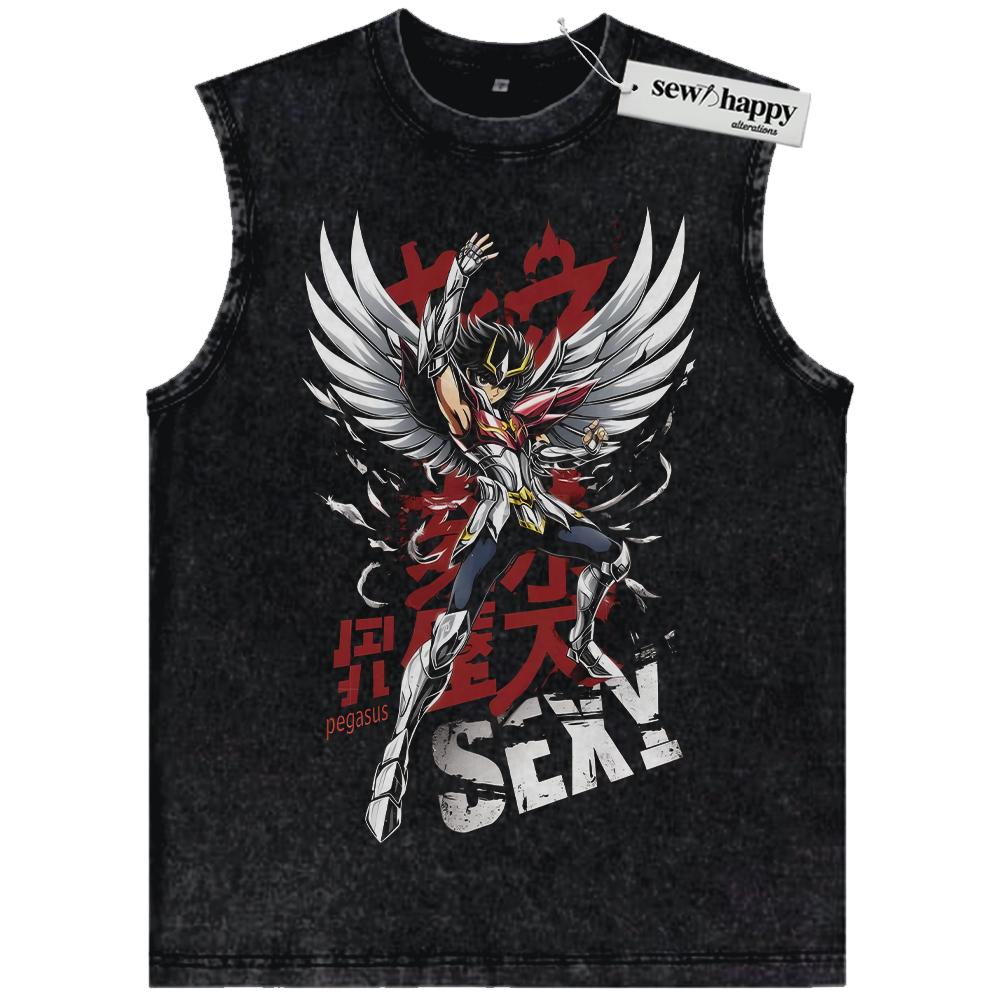 Wash Tank Top Pegasus Seiya Tank Top, Saint Seiya Tank Top, Anime Tank Top, Vintage Tank Top