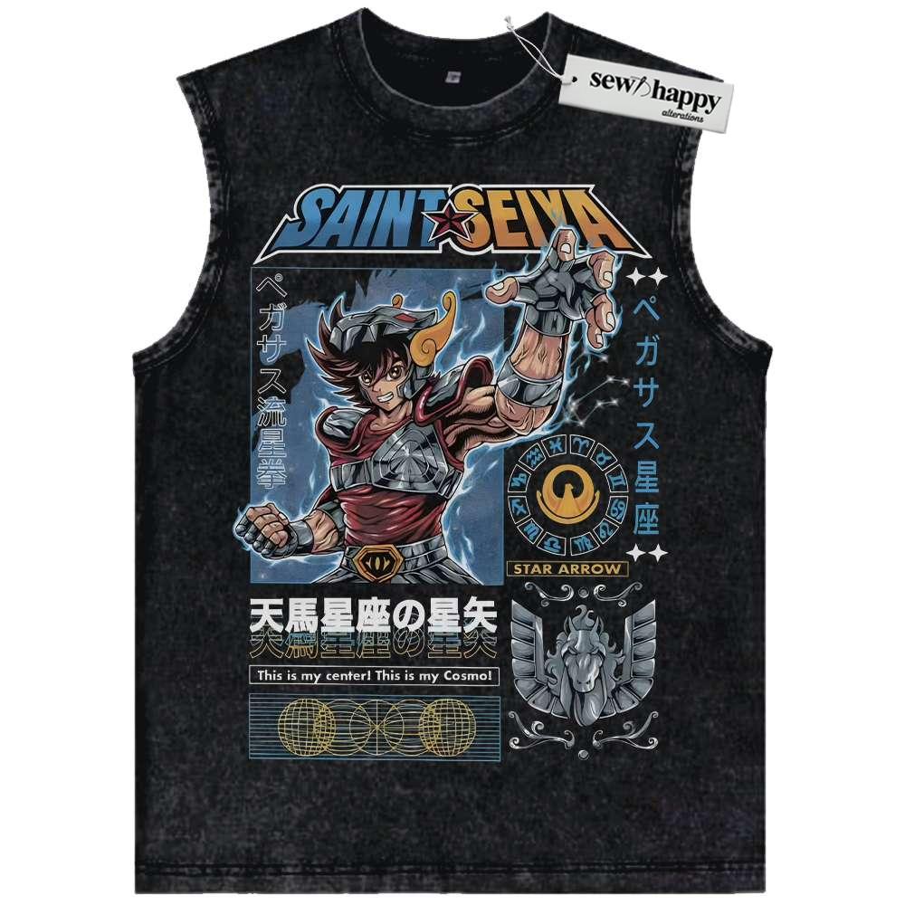 Wash Tank Top Pegasus Seiya Tank Top, Saint Seiya Tank Top, Anime Tank Top, Vintage Tank Top