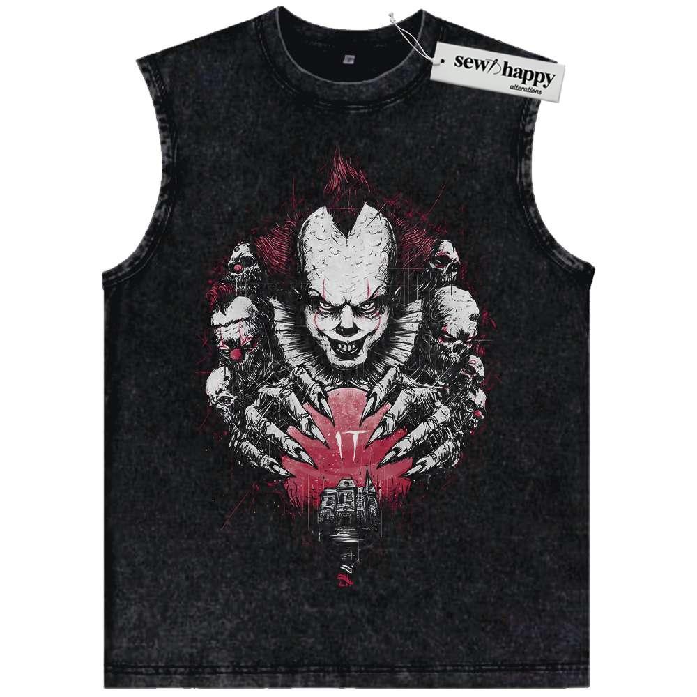 Wash Tank Top Pennywise Tank Top, IT Tank Top, Halloween Tank Top, Horror Movie Tank Top, Vintage Tank Top