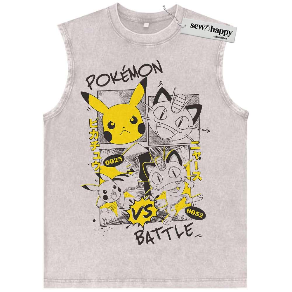 Wash Tank Top Pikachu Tank Top, Meowth Tank Top, Pokemon Tank Top, Anime Tank Top, Vintage Tank Top