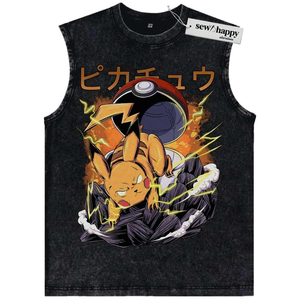 Wash Tank Top Pikachu Tank Top, Pokemon Tank Top, Anime Tank Top, Vintage Tank Top