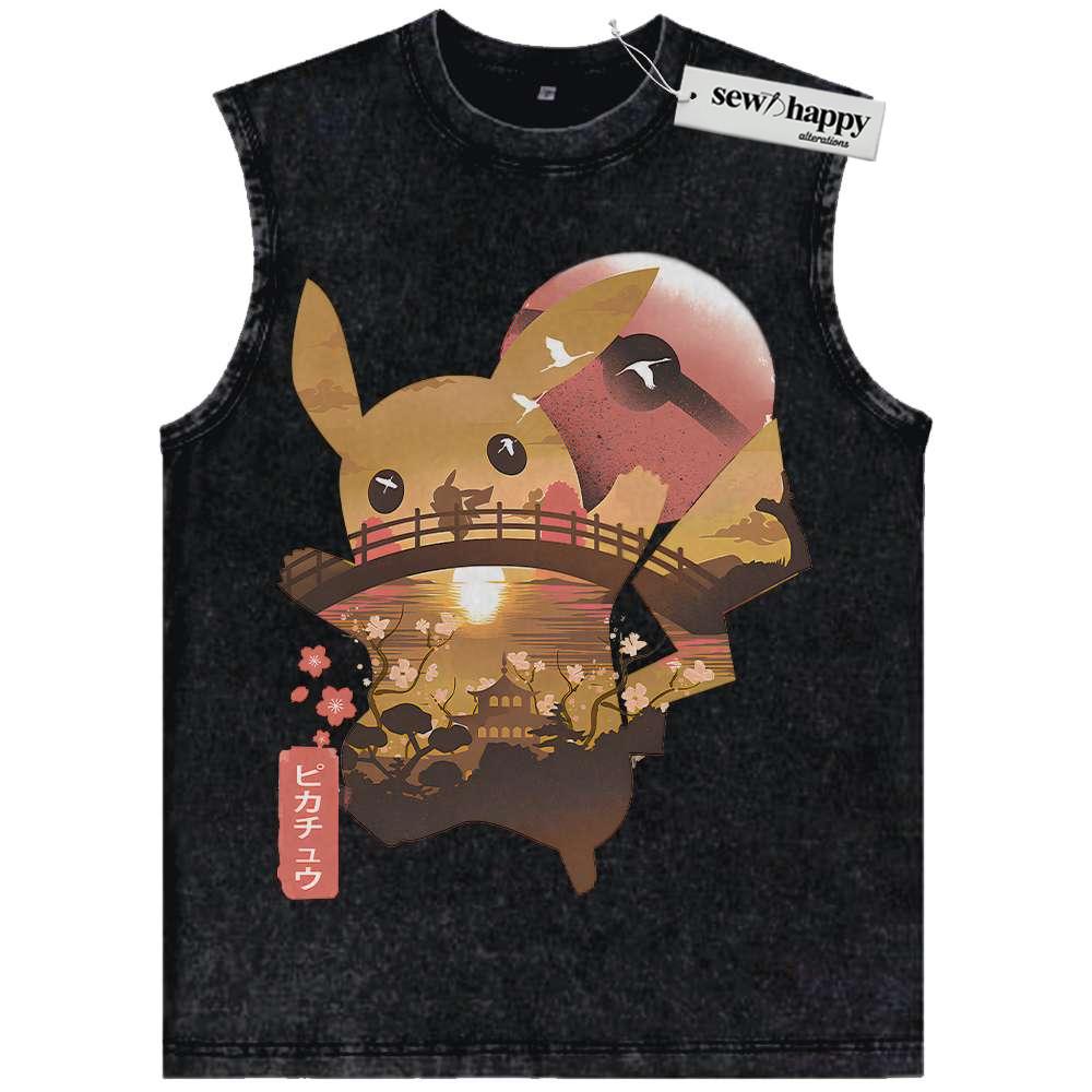 Wash Tank Top Pikachu Tank Top, Pokemon Tank Top, Anime Tank Top, Vintage Tank Top