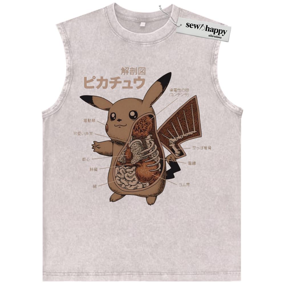 Wash Tank Top Pikachu Tank Top, Pokemon Tank Top, PKM Tank Top, Anime Tank Top, Vintage Tank Top