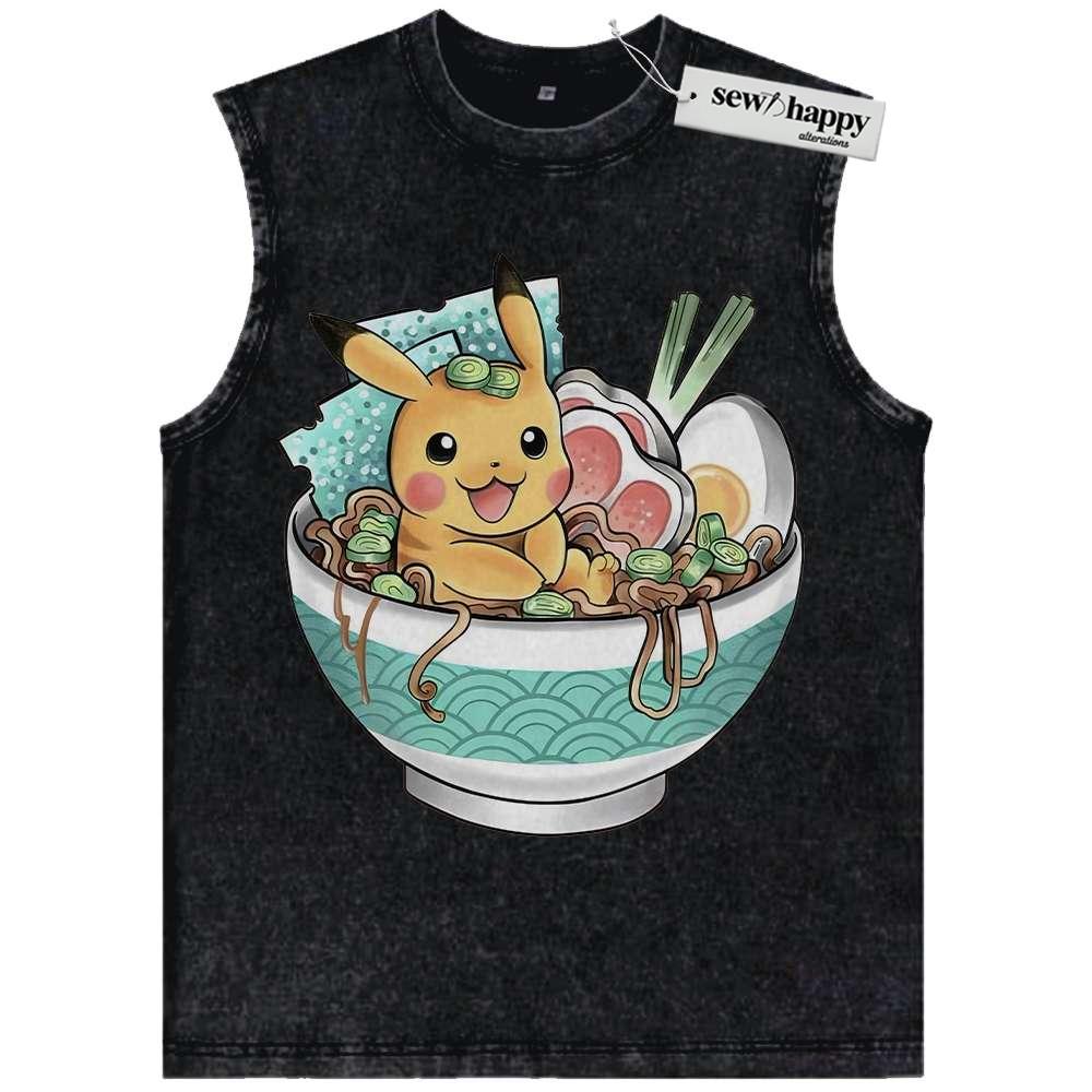 Wash Tank Top Pikachu Tank Top, Pokemon Tank Top, PKM Tank Top, Anime Tank Top, Vintage Tank Top