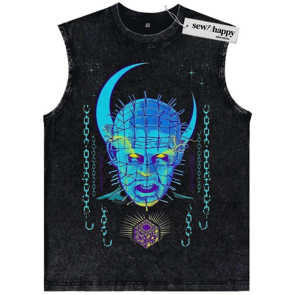 Wash Tank Top Pinhead Tank Top, Hellraiser Tank Top, Halloween Tank Top, Horror Tank Top, Vintage Tank Top