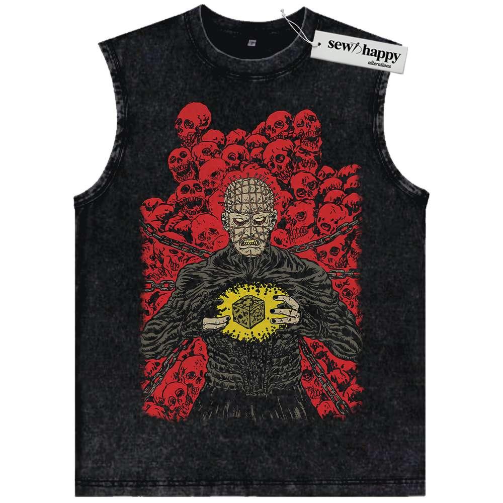 Wash Tank Top Pinhead Tank Top, Hellraiser Tank Top, Halloween Tank Top, Horror Tank Top, Vintage Tank Top
