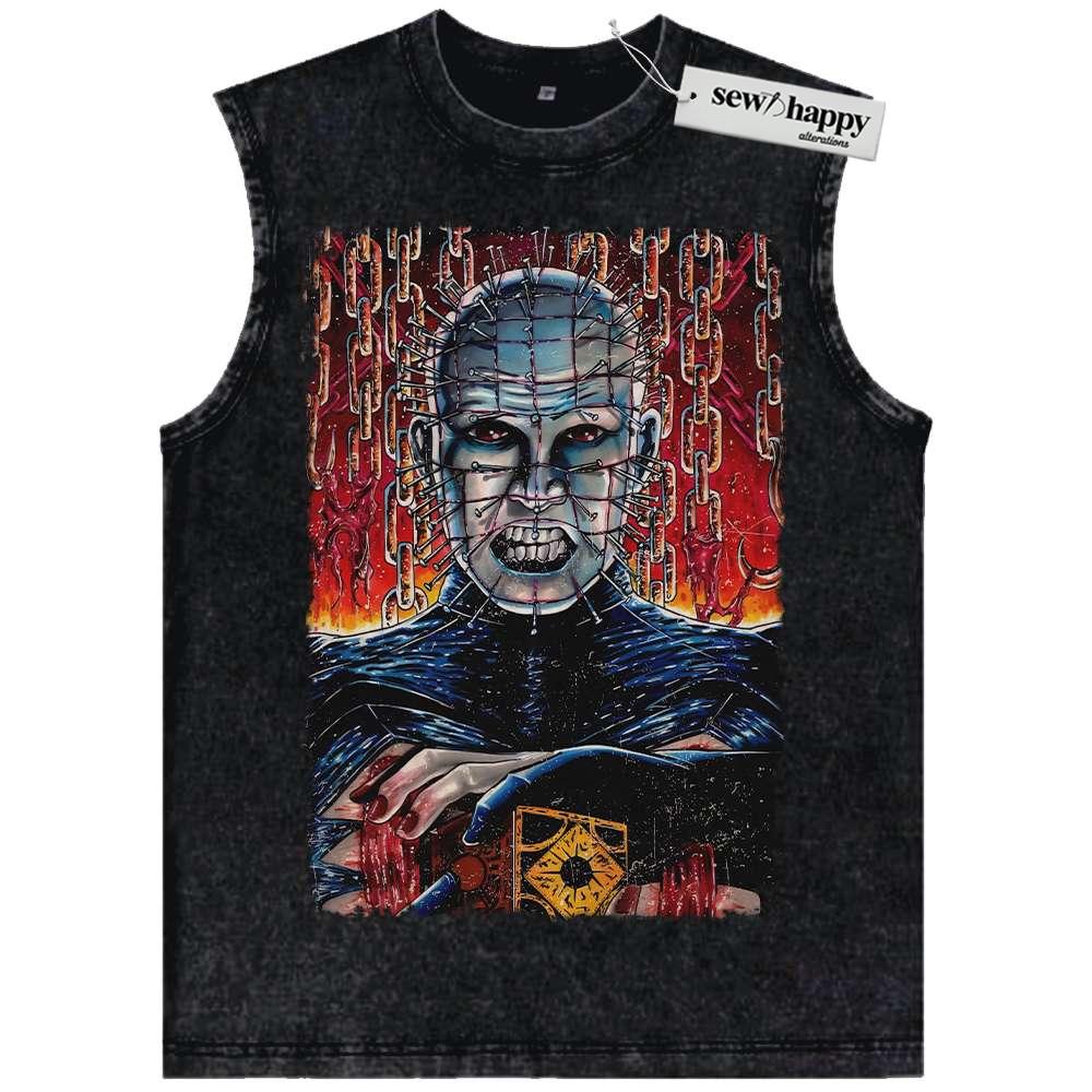 Wash Tank Top Pinhead Tank Top, Hellraiser Tank Top, Horror Movie Tank Top, Vintage Tank Top
