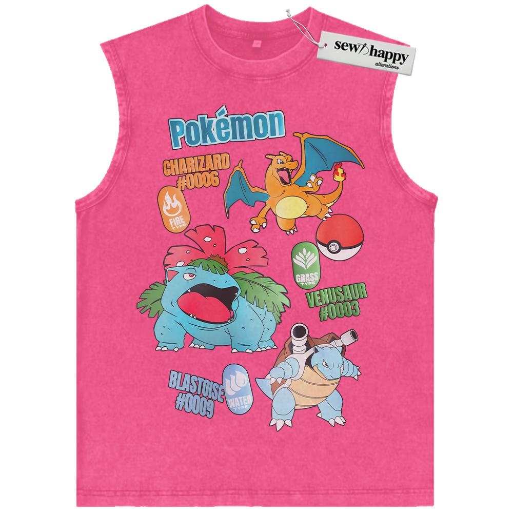Wash Tank Top Pokemon Tank Top, PKM Tank Top, Anime Tank Top, Vintage Tank Top