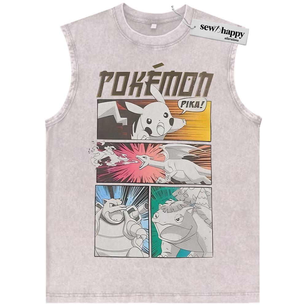 Wash Tank Top Pokemon Tank Top, PKM Tank Top, Anime Tank Top, Vintage Tank Top