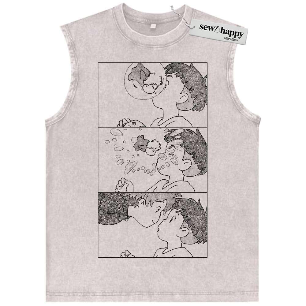 Wash Tank Top Ponyo Tank Top, Studio Ghibli Tank Top, Anime Tank Top, Vintage Tank Top