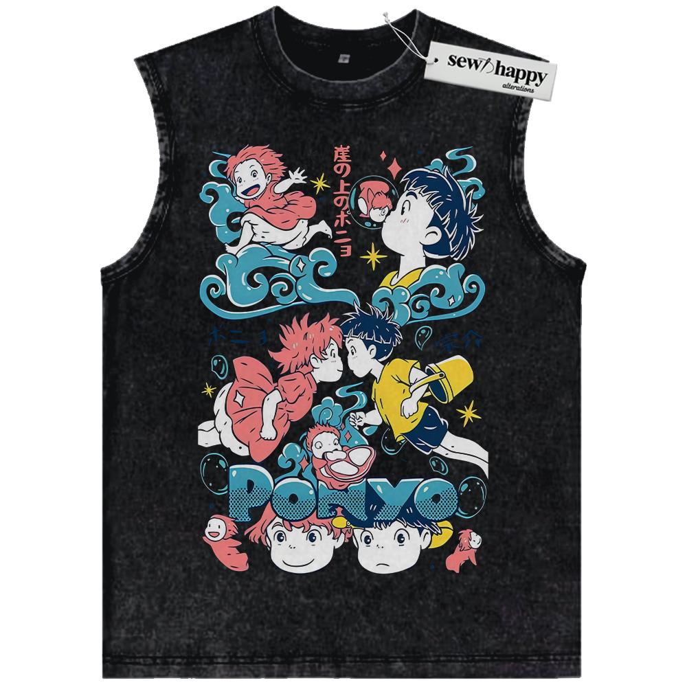 Wash Tank Top Ponyo Tank Top, Studio Ghibli Tank Top, Anime Tank Top, Vintage Tank Top