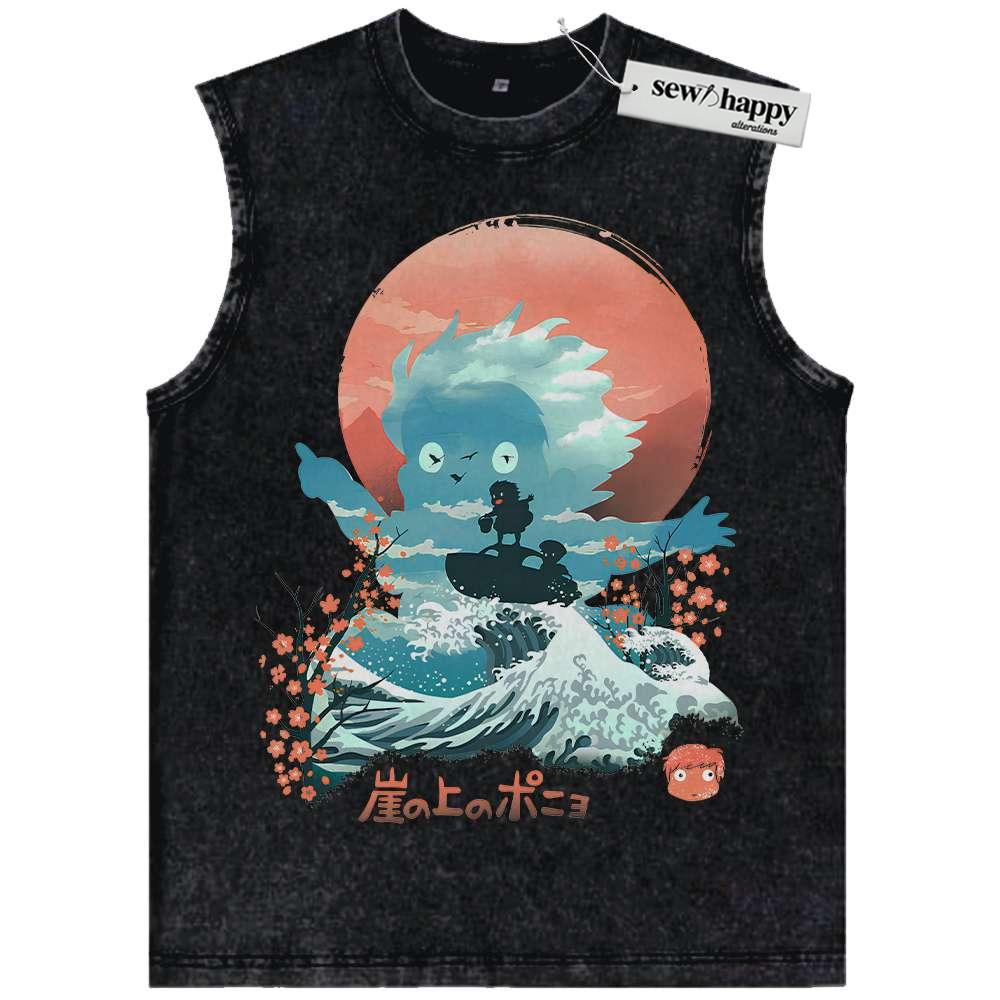 Wash Tank Top Ponyo Tank Top, Studio Ghibli Tank Top, Anime Tank Top, Vintage Tank Top