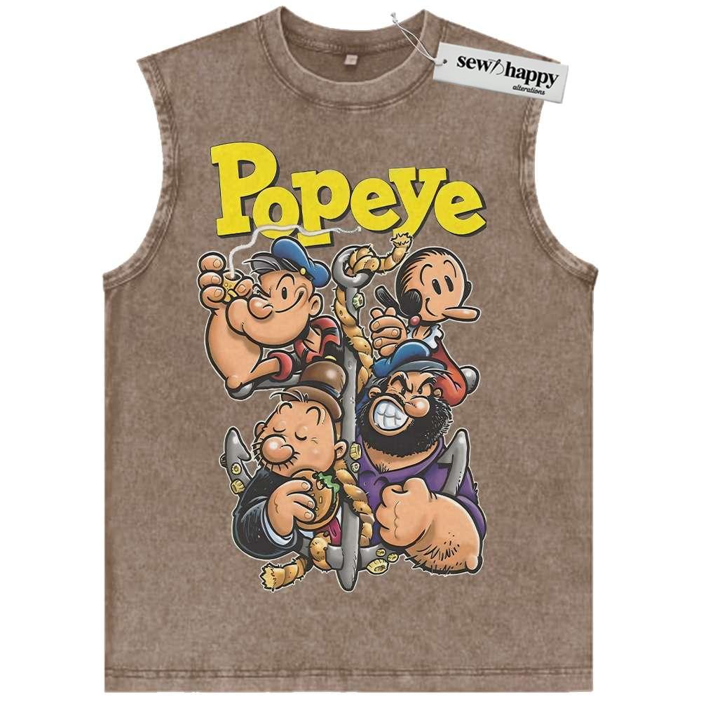Wash Tank Top Popeye the Sailor Man Tank Top, Animated Tank Top, Vintage Tank Top